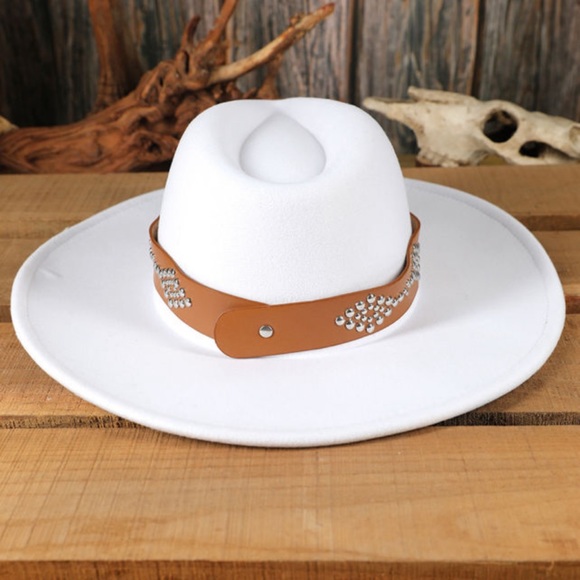 Western Wide Brim Studded Panama Hat - Picture 3 of 10